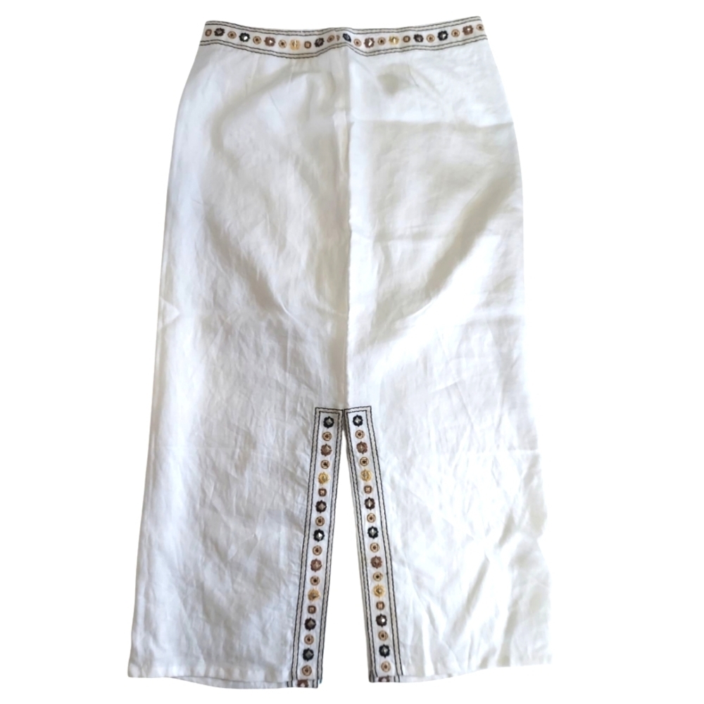 NWT Linen Embroidered Beachy Maxi Skirt by Richard Malcolm